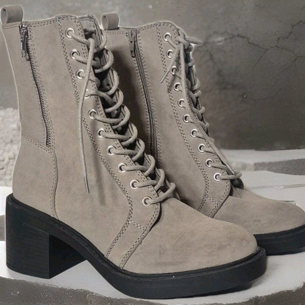 MIA Audrina Lace Up Chunky Lug Sole Combat Boots Taupe Women's Size 8.5 - Picture 4 of 8